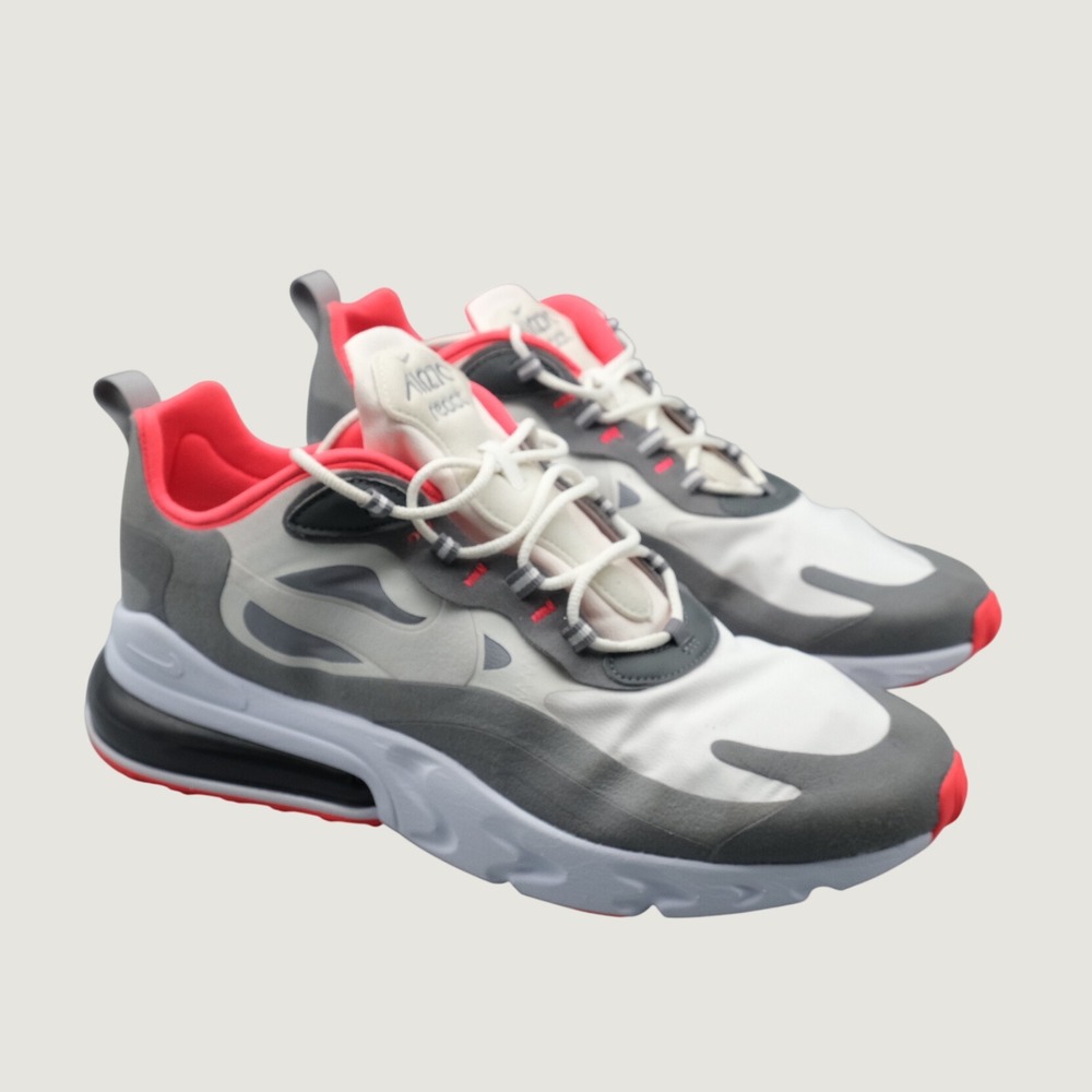 Nike Air Max 270 React 12 Grey Solar Red CT1264-100 Running Sneakers
